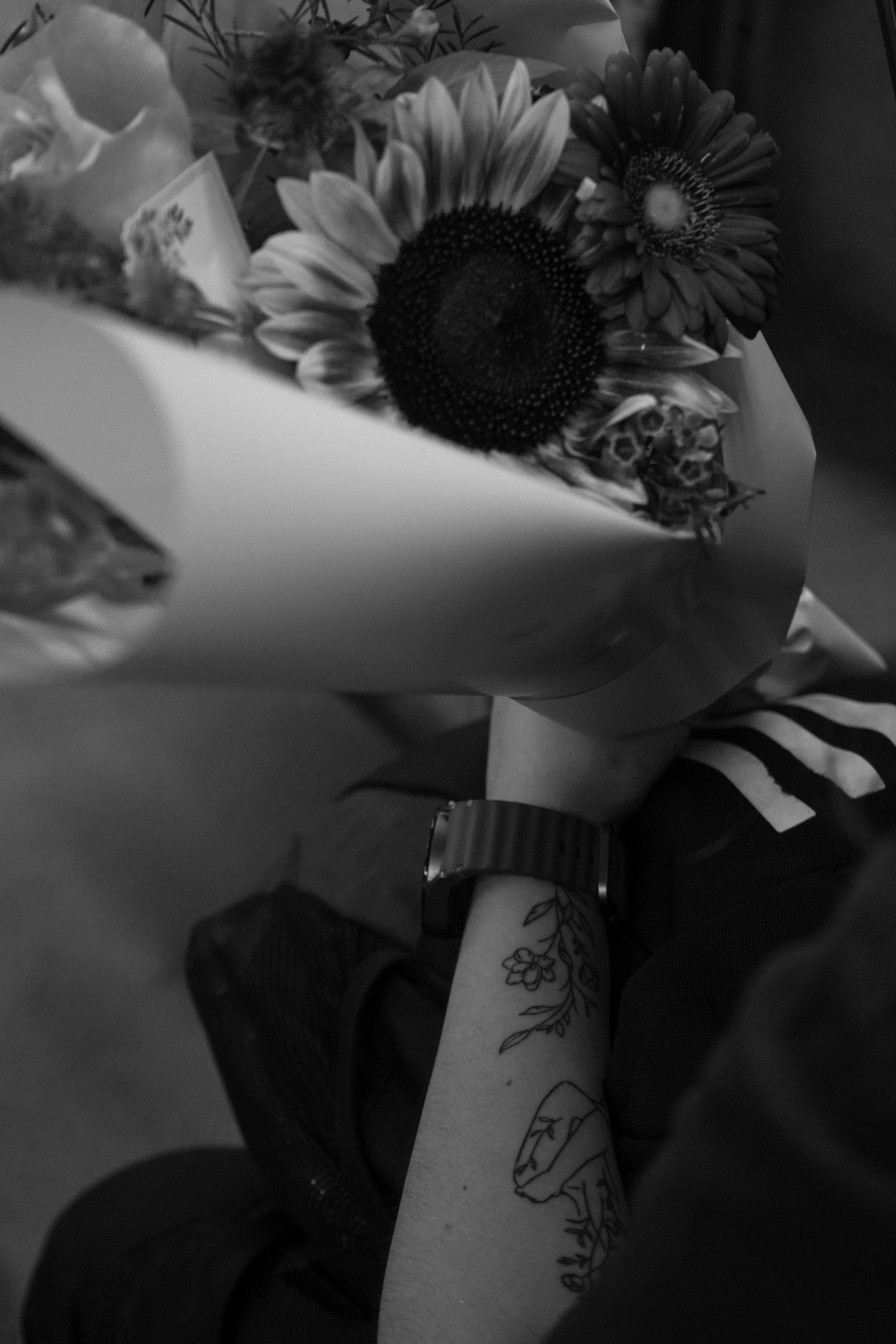 Detail of a hand on the train